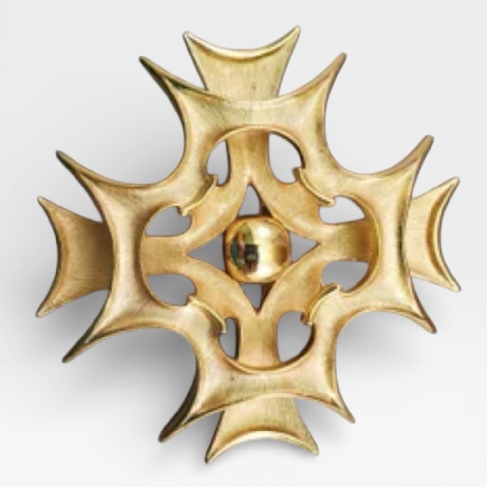 CROWN TRIFARI Vintage 1960s Dimensional Maltese Cross Brooch/Pendant - Picture 5 of 9